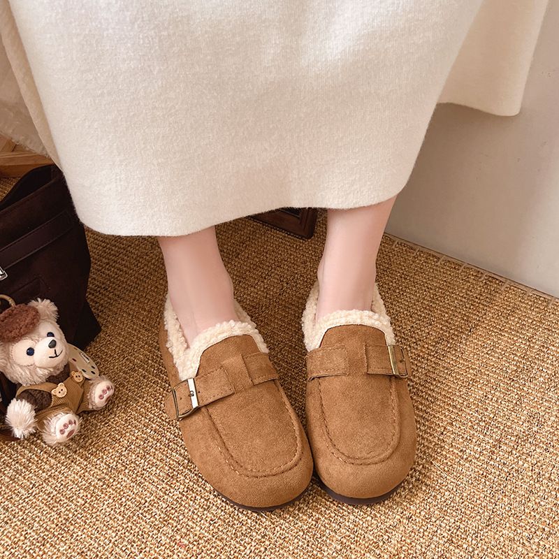 Neuer Herbst- und Winterstil 2025.1: Ein Paar Lammfell-Baumwollschuhe für Damen_voghion.com