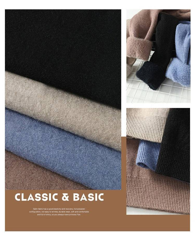 Men's Winter Thermal Fleece Knit Sweater - Semi-Turtle Neck Warm Base Layer, Solid Color Casual Pullover For Cold Weather_voghion.com