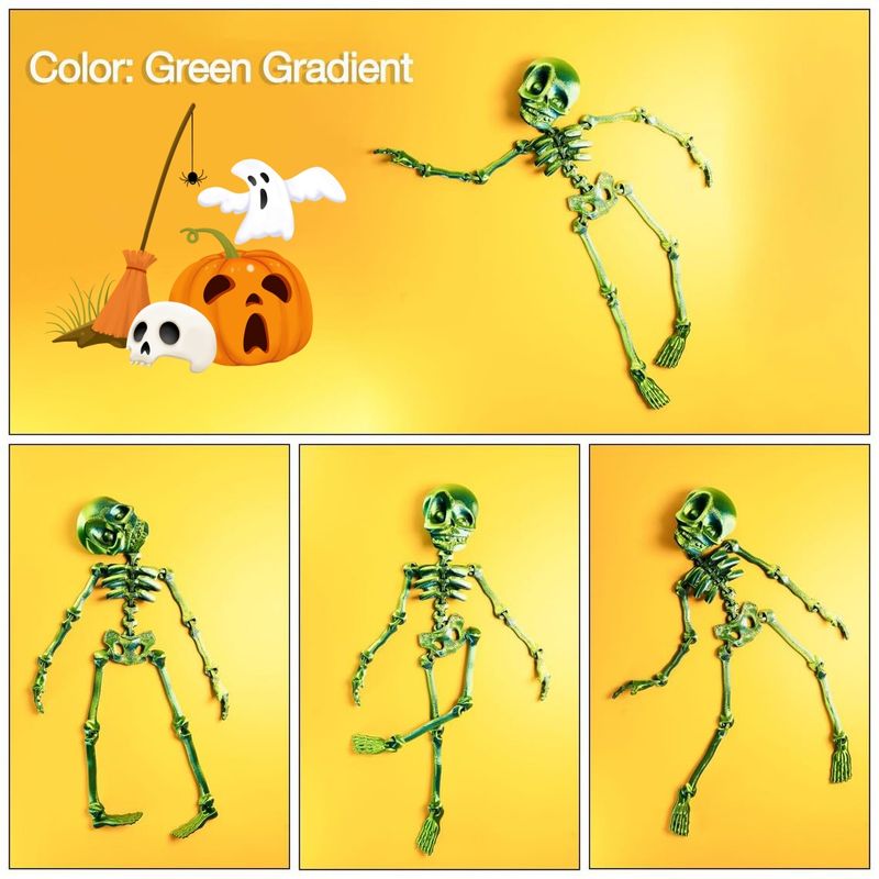 Multi-Colors Halloween Skeleton Decorations 7.3 In 3D Printed Full Body Poseable Mini Skeletons With Movable Joints For Halloween Party_voghion.com