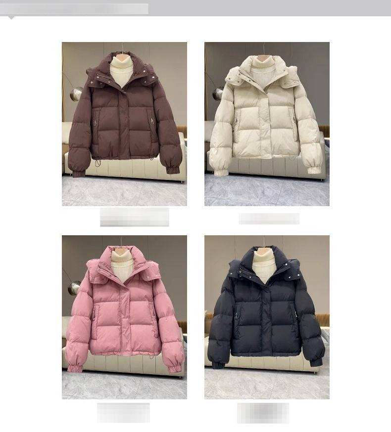 Damesjas van katoen met capuchon in grote maten, winterjas met korte, losse pasvorm, casual bovenkleding voor kleine dames_voghion.com