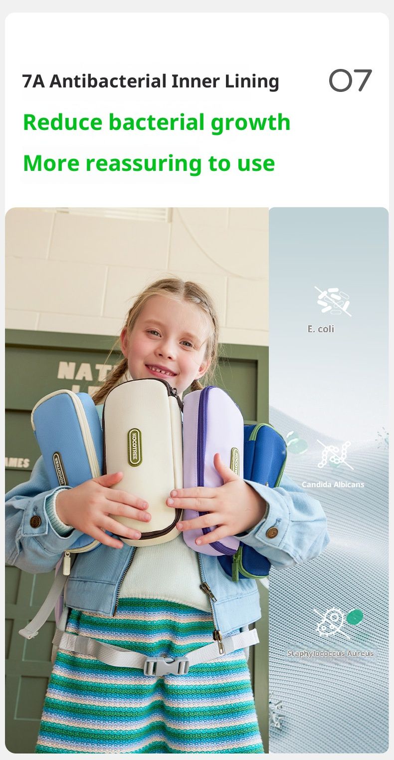 Kids' Pencil Case – Large Capacity School Organizer With Anti-Bacterial & Water-Resistant Options (Light Breeze Blue/Frosty Milk/Deep Blue/Purple))_voghion.com