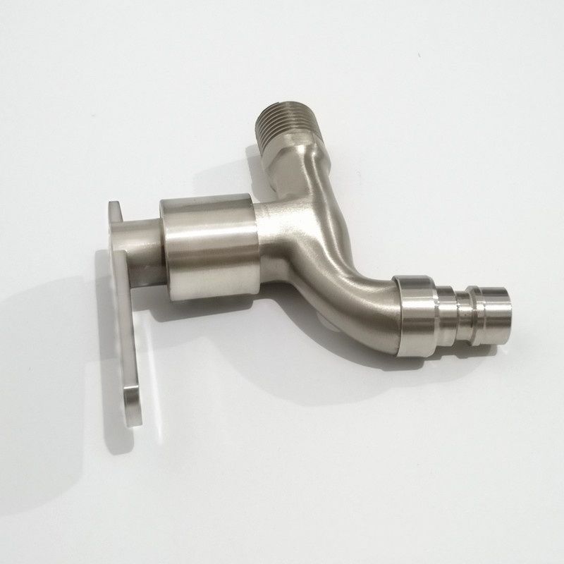 Wasmachinekraan met geborstelde afwerking en imitatie 304 roestvrij staal, platte kraan met 4 inch uitloop, snelopenende kraan met uitloop, fabrikant_voghion.com