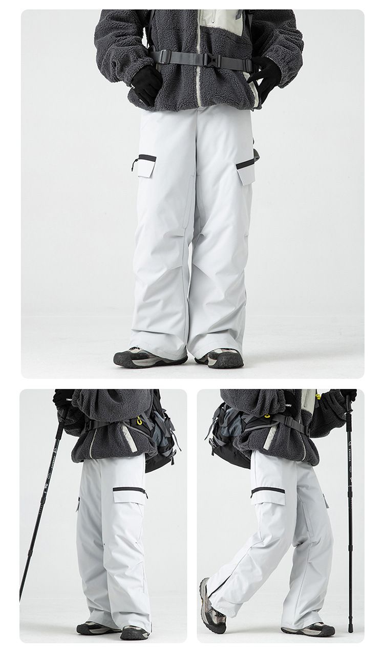 Men's & Women's 90% White Duck Down Ski Pants – Waterproof, Lightweight & Windproof Overalls For Extreme Cold (M-2XL, Obsidian Black/Rock Gray_voghion.com