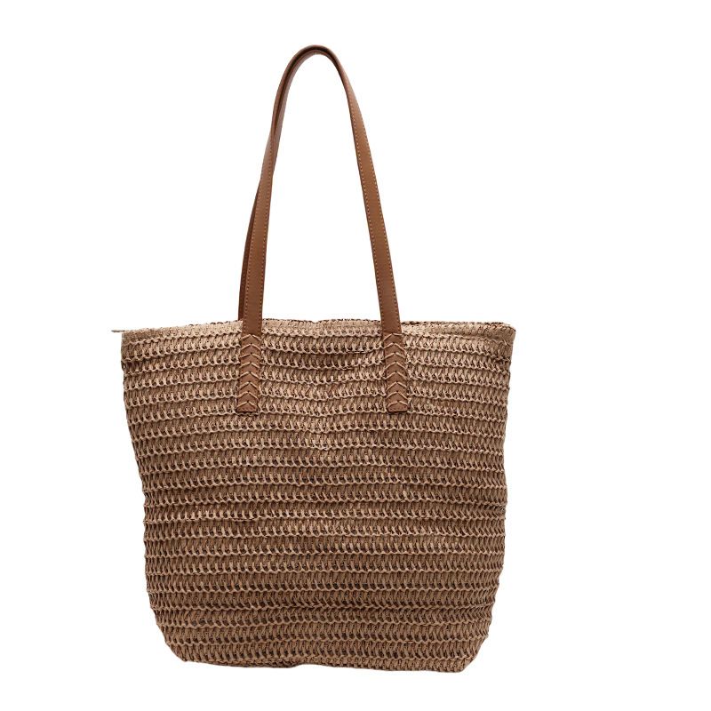 Minimalist Single Shoulder Large Capacity Straw Spring Niche Design Woven Beach Vacation New Tote Bag For Women_voghion.com