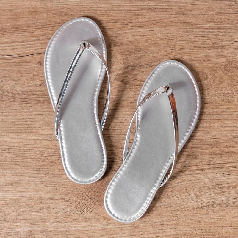 Große Größe Flache Damen Sandalen TEMU Einfarbig Mode Strand Flip Flops_voghion.com