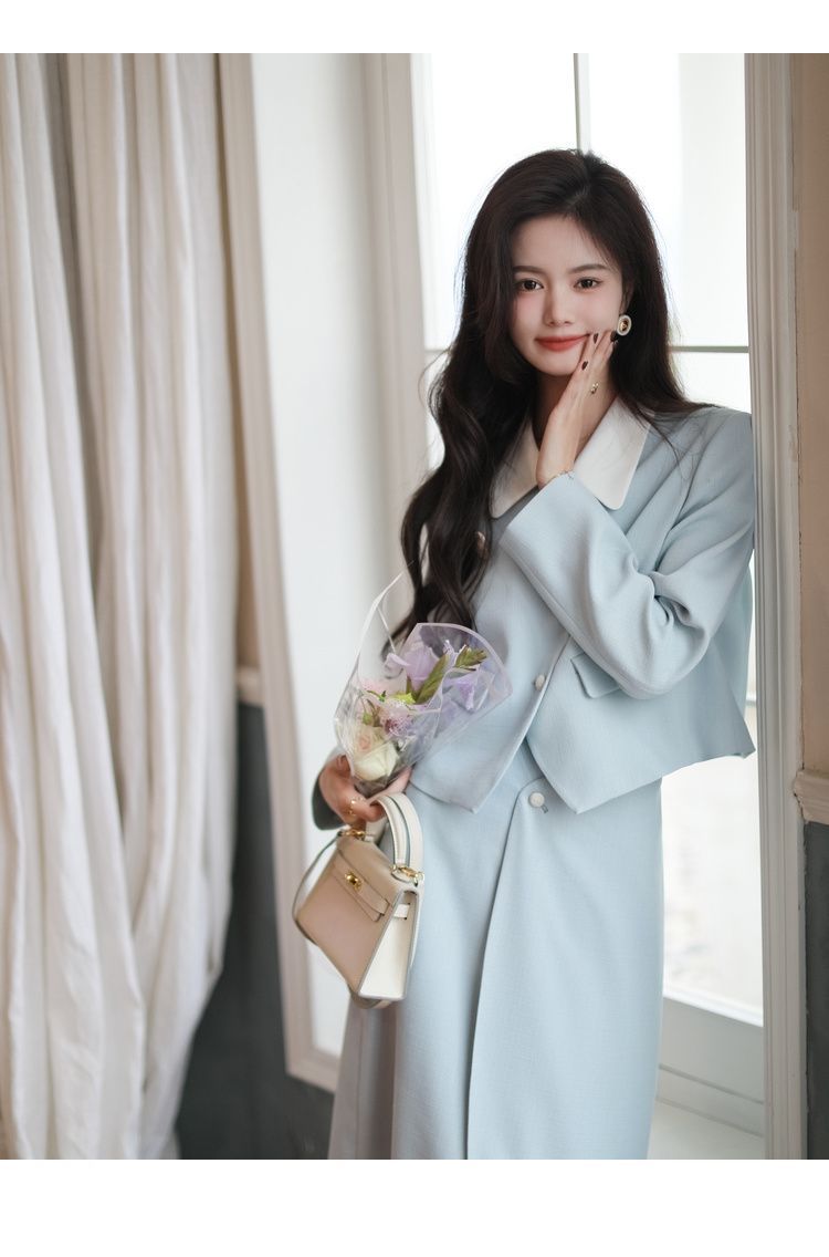 Salt Style Mature Suit Zweiteiliger Anzug 2023 Frühling und Herbst Neues Set mit hoch tailliertem Rock + langärmeligem Blazer für Damen_voghion.com