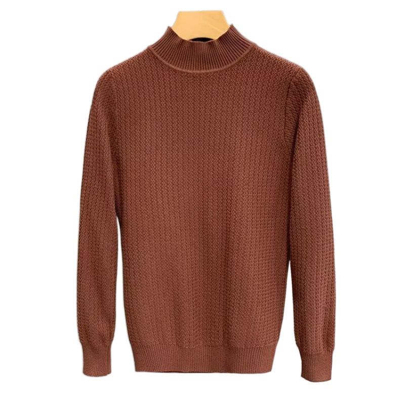 Nuovo maglione da uomo alla moda slim fit a collo alto e maniche lunghe, maglione a maglia con base a strisce ondulate alla moda giovanile e maglione_voghion.com