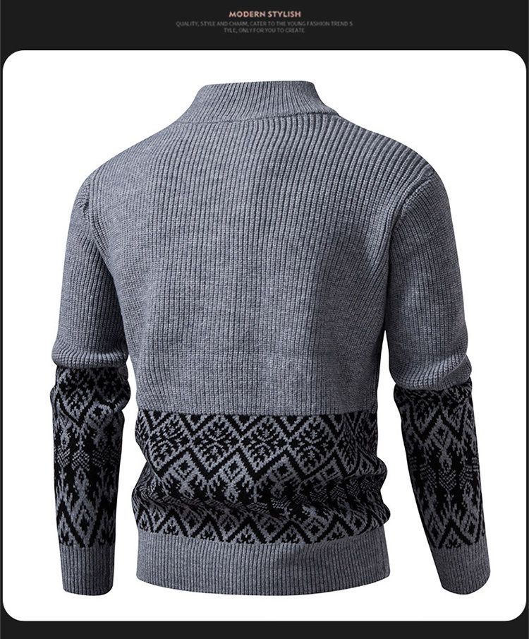 Men's Chunky Knit Cardigan Sweater With Half-Turtle Neck, Casual Open Front Coat For Autumn Winter, Fashionable Loose Fit Cable Knit Pullover_voghion.com