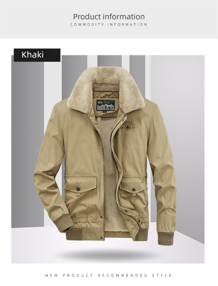 Nuova giacca invernale da uomo con colletto rovesciato, tasche multiple, foderata in pile, spesso, cappotto casual in cotone per giovani_voghion.com