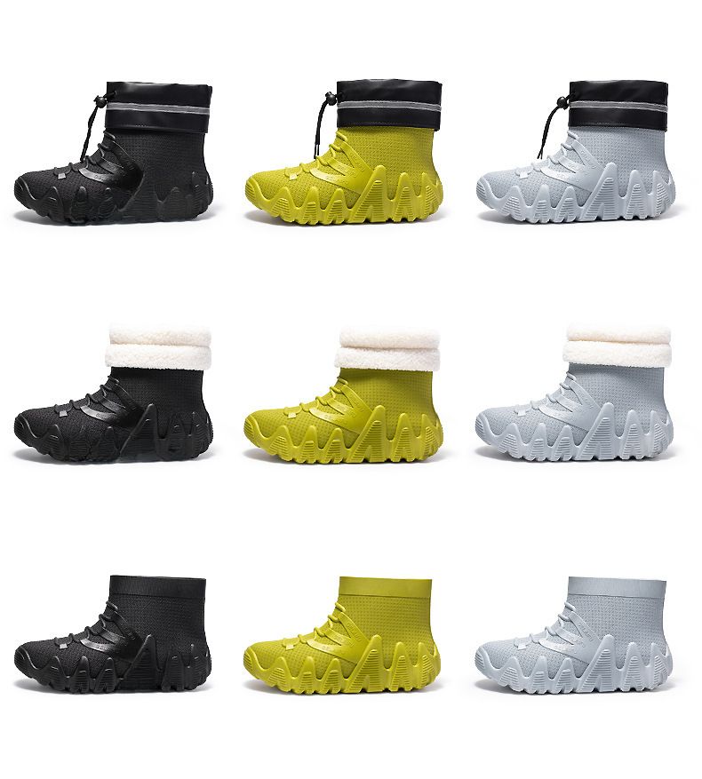 Waterdichte PVC heren mid-top sneeuwlaarzen met verdikte onderkant, antislip, mode, casual, fleece gevoerd, warm, dual-use werkschoenen van rubber_voghion.com