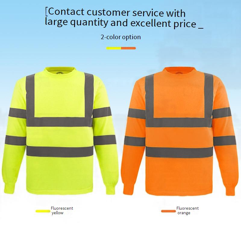 Herretøj fugttransporterende rundhalset langærmet T-shirt Engineering Dock Highlight Advarsel Arbejdstøj_voghion.com