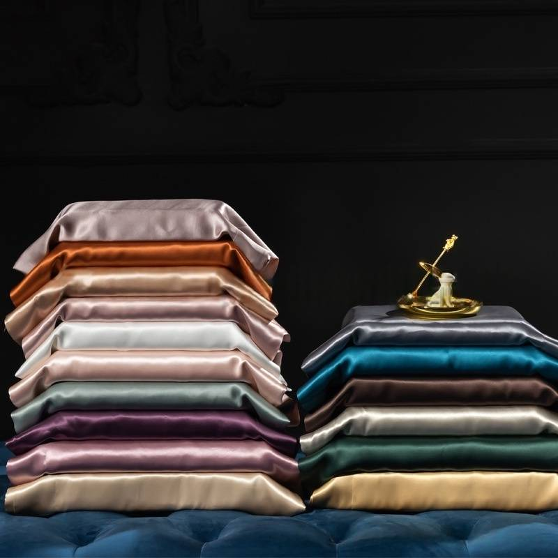 Kissenbezug aus gewaschener Seide – Satin in reiner Farbe, kühlend und glatt für die Haar- und Hautpflege_voghion.com