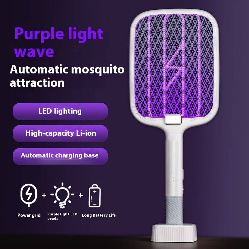 New Mosquito Zapper - Rechargeable 2-in-1 Electric Swatter With UV Light & Auto Attract (4000V Shock, Lithium Battery, Safe For Kids)_voghion.com