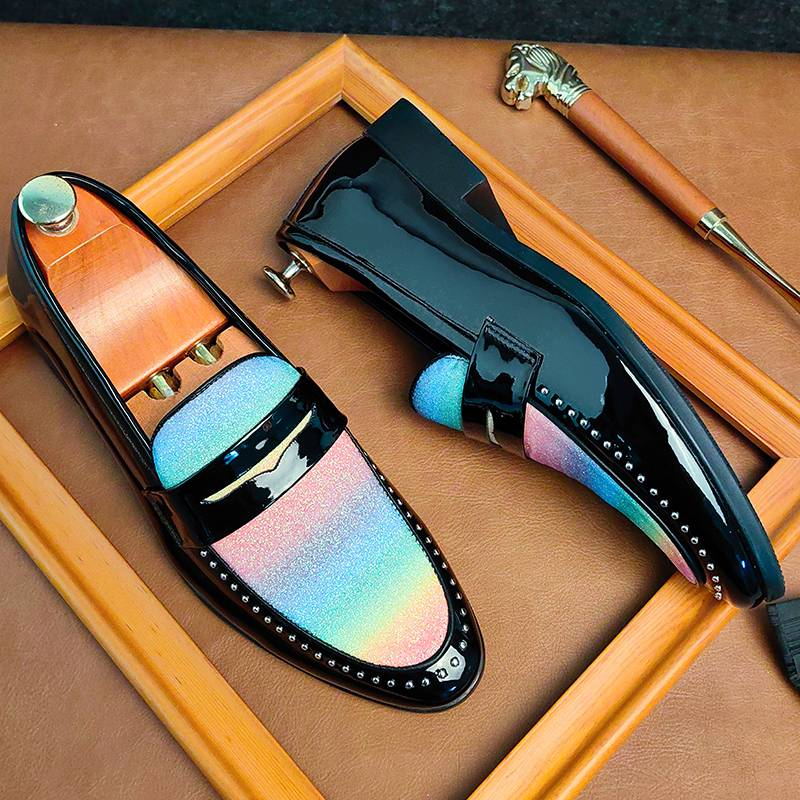 New Colored Banquet Dress Business Men's Shoes With One Foot Pointed Toe Casual Loafers Korean Style Trendy British Style Wedding Shoes_voghion.com