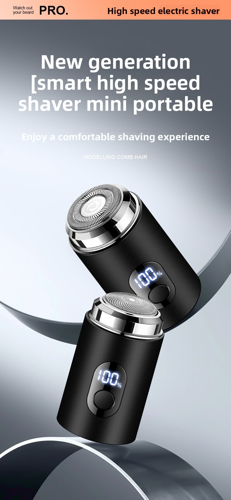 Rotationsrasierer – 1 schwebender Kopf, USB-Aufladung, 30 Minuten Laufzeit, abnehmbar und waschbar, ultraleise (36 dB) für Männer_voghion.com