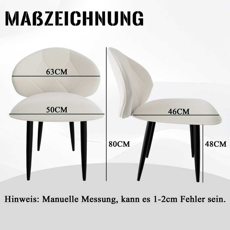 4er-Set moderne Esszimmerstühle, bequem, breite Rückenlehne, weiche Stoffpolsterung und stabile Metallbeine für Küche und Esszimmer, Beige_voghion.com