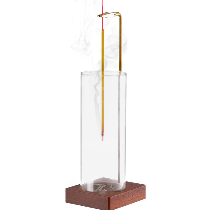 Wooden & Glass Backflow Incense Burner Set – Upside Down Holder For Meditation, Yoga & Home Decor (Handcrafted, Zen Style, Reusable)_voghion.com