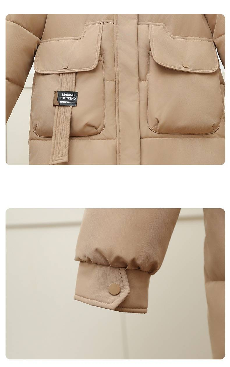 Women's Winter Long Puffer Coat With Hood, Oversized Fit, Thickened Down Alternative, Multiple Pockets, Knee-length Warm Jacket_voghion.com