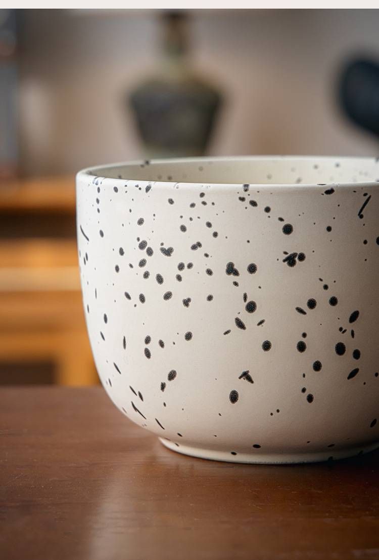 Handgefertigte Frühstücksschüssel aus Keramik mit künstlerischem Spritzerdesign – Mikrowellengeeignet, perfekt für Haferbrei, Joghurt und Suppe – Ins Ästhetisches Geschirr_voghion.com