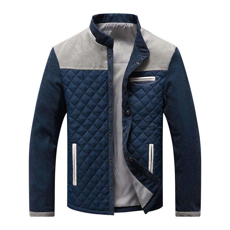 "Giacca da uomo con cerniera a quadri spessi – Cappotto casual slim fit con tasche laterali per primavera e autunno"_voghion.com