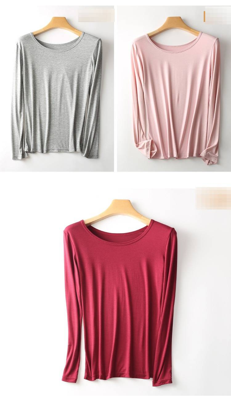 Women's Modal Thermal Underwear Slim Fit Round Neck Long Sleeve Base Layer Tops For Winter Comfort_voghion.com