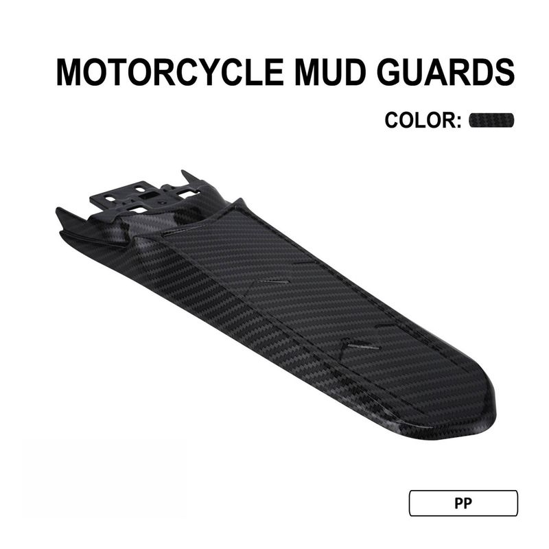 Parafango posteriore esteso per moto da cross e accessori per moto fuoristrada - Design resistente in fibra di carbonio nera (37,5x14x4 cm)_voghion.com