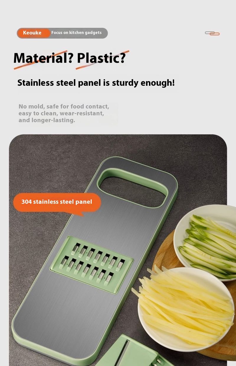 5-in-1 Multi-Functional Vegetable Slicer - Stainless Steel Grater For Potato, Carrot & Cucumber With Finger Guard (Compact, Dishwasher Safe)_voghion.com