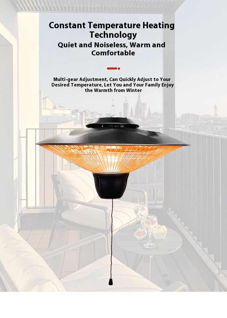 Wall-Mounted Carbon Fiber Outdoor Heater, 1500W Waterproof Patio Heater With 2-8H Timer, 3-Speed Adjustable, Overheat Protection, CE Certified_voghion.com