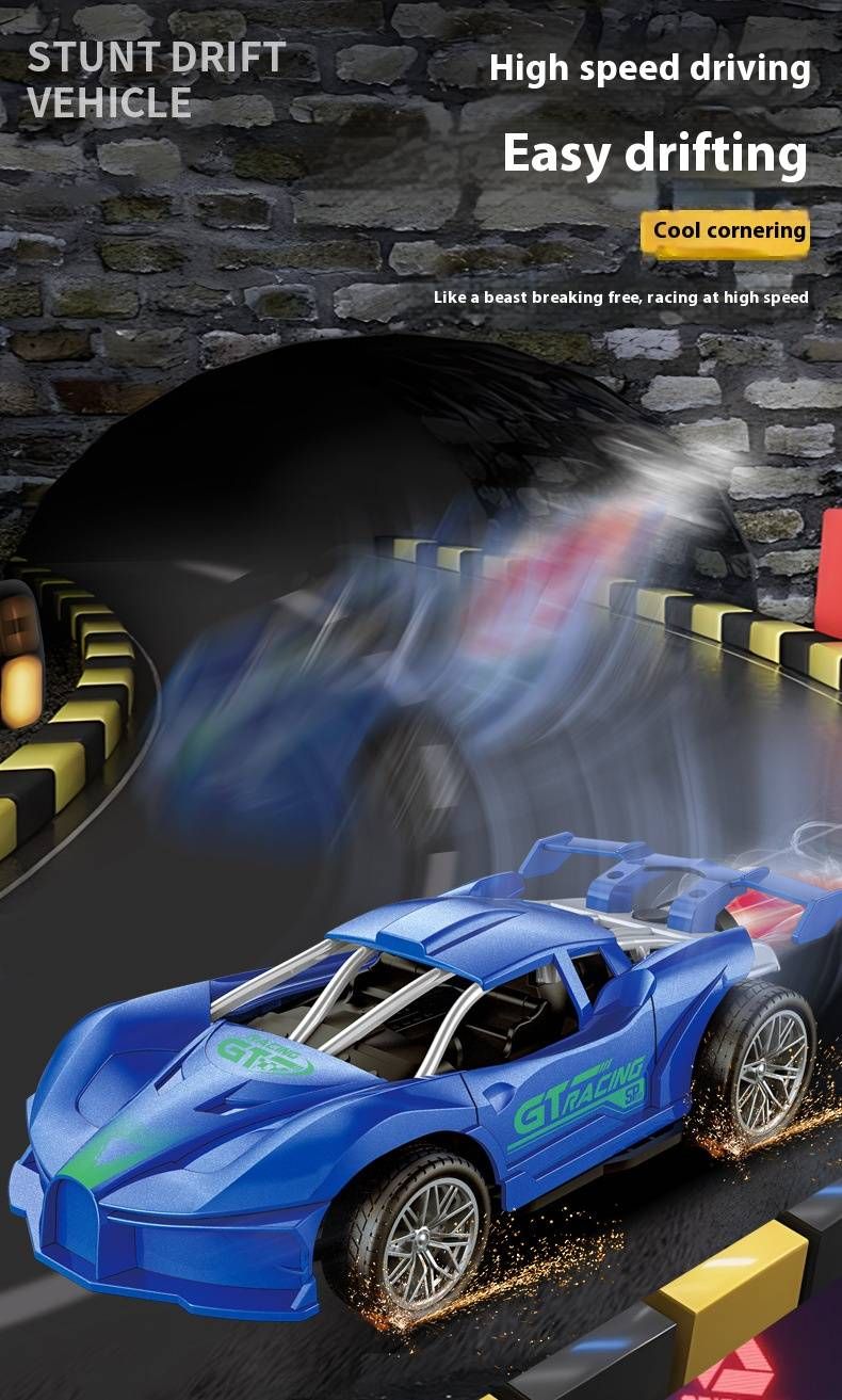 High-Speed Remote Control Car With LED Lights & Spray - Rechargeable RC Drift Racing Toy For Kids - Supercar Design (Black/Orange/Red/Blue)_voghion.com