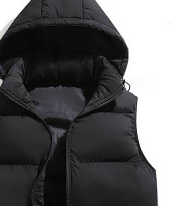 Gilet con cappuccio foderato in pile da uomo, gilet imbottito con cerniera caldo invernale, capo casual e da esterno aderente (nero/grigio/rosso/verde/kaki/blu navy)_voghion.com