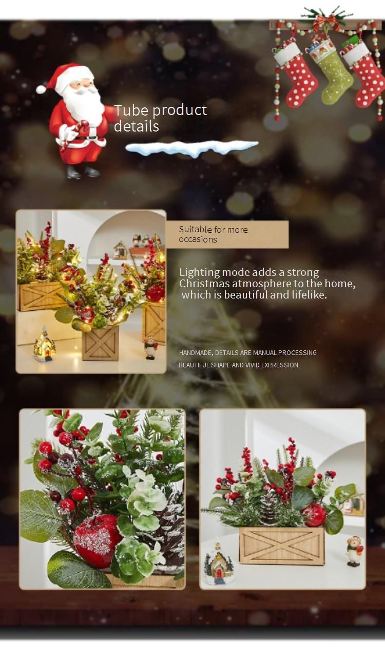 Mini albero di Natale rosso con luci – Decorazione natalizia da tavolo in legno per casa, ufficio e decorazioni festive (diverse dimensioni e opzioni di illuminazione)_voghion.com