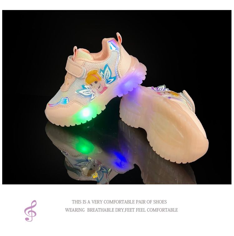 Scarpe per bambini con luci a LED, traspiranti, comode e sportive, primavera-autunno 2022, nuove per ragazze Elf_voghion.com