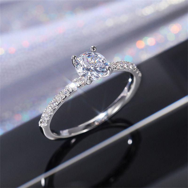 Ready Stock Stylish Women's Simulated Rhinestone Ring with Four-Claw Setting for Wedding_voghion.com