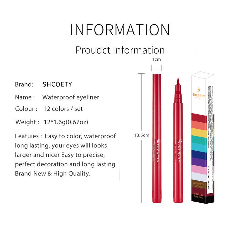 Oogschaduw & eyeliner combinatie SHCOETY Color Eyeliner Pen is niet gemakkelijk te vervagen Matte langdurige waterdichte make-up Geschilderde eyeliner_voghion.com
