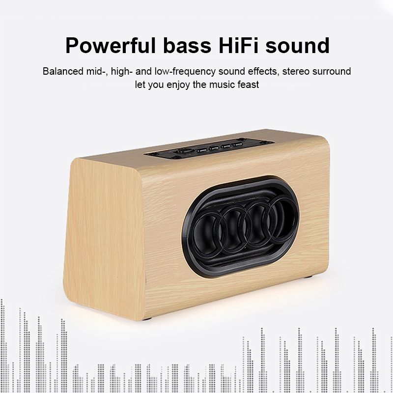 W7 Bluetooth 4.2 Houten Dubbele Hoorns Bluetooth Luidspreker (Rode Houtstructuur)_voghion.com