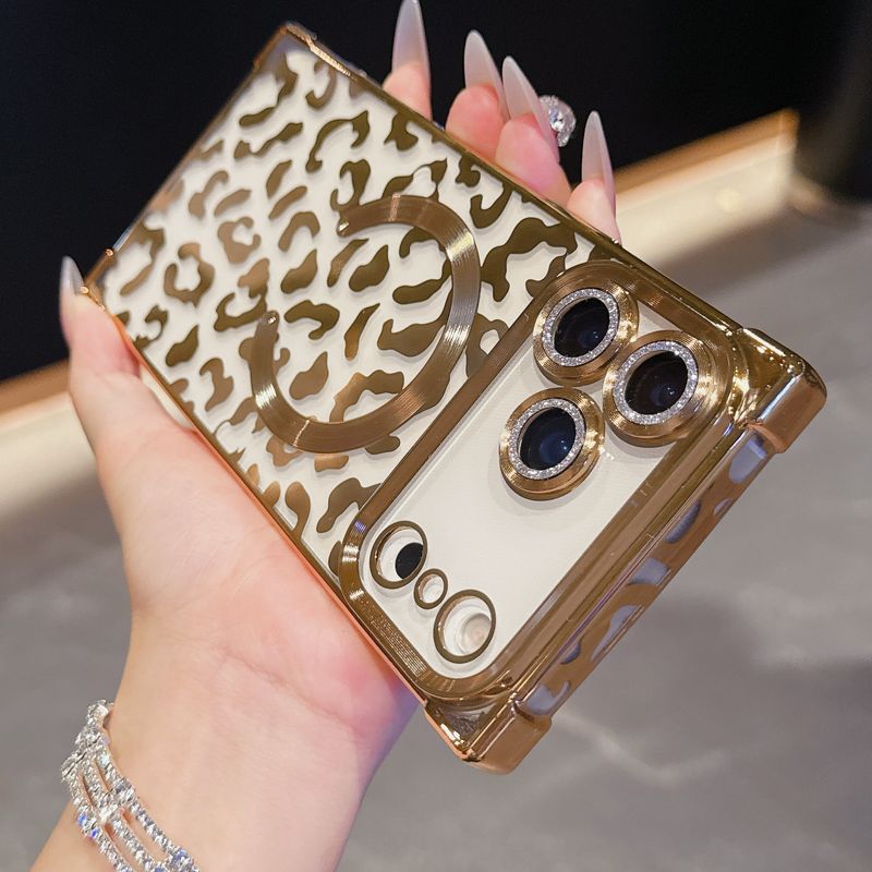 Custodia magnetica per iPhone 17 con stampa leopardata, per 16 Pro Max, 15 Plus, 14Pro, trasparente, morbida._voghion.com