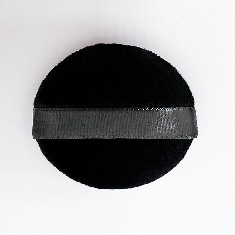 Super Soft Crystal Velvet Black Short Hair Cushion Sponge Small Round Dry Setting Loose Powder Puff_voghion.com