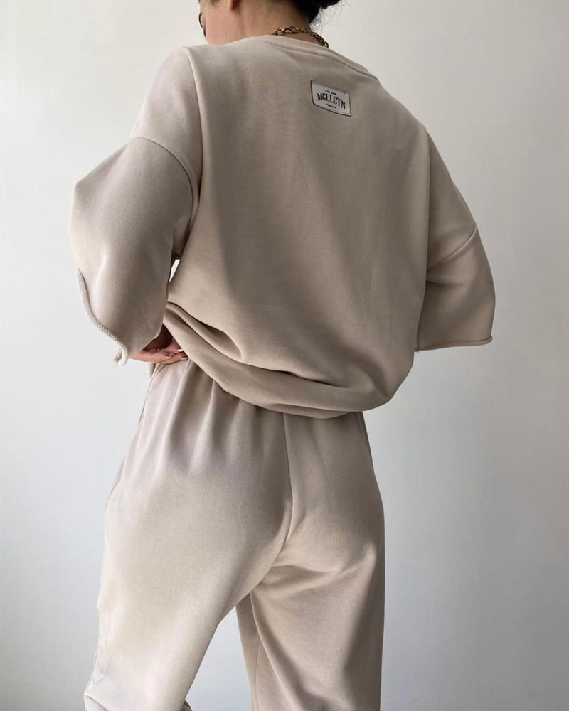 Abbigliamento da donna, felpa a maniche corte stampata e pantaloni casual da pendolarismo, tuta a due pezzi_voghion.com