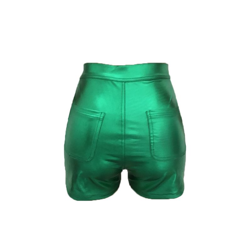 B9417 2023 Novos Shorts Femininos Metálicos Primavera e Verão Europeus e Americanos Várias Cores Opcionais_voghion.com