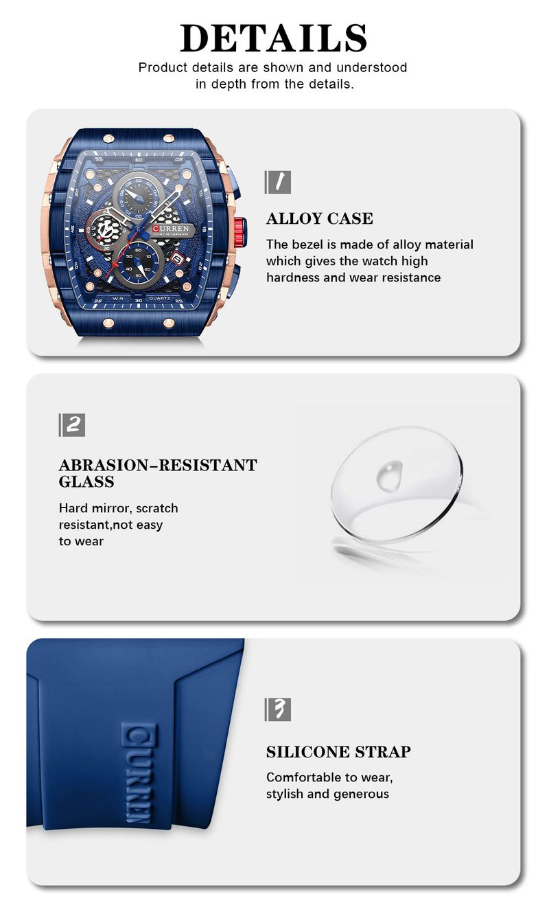 Men's And Women's Waterproof Multifunction Quartz Watch With Date Display, 6-Hand Analog Dial, Sporty Rubber Strap, Mineral Glass, Alloy Case_voghion.com