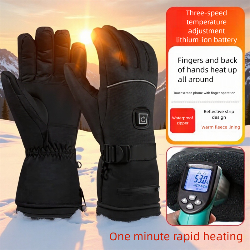 Cross-Border Outdoor Skiing Cycling Thickened Electric Touch Screen Charging Cold-Proof Heating Gloves_voghion.com