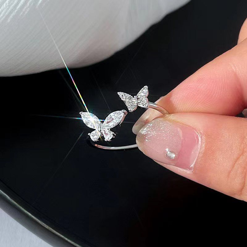 Camellia met klein nisontwerp voor vrouwen, Koreaanse nieuwe vlinder, lichte luxe, verstelbaar ontwerp, open wijsvingerring_voghion.com