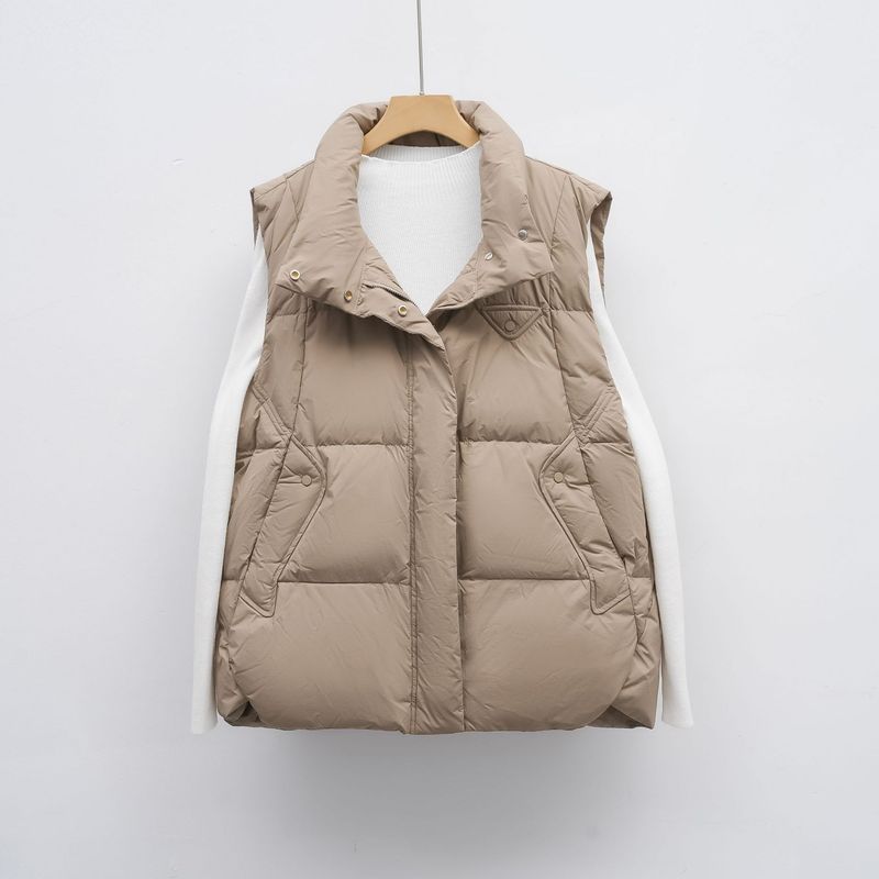 Pinghu Chixin Jacket National Standard 90 Autumn Winter New Women's Down Vest Sleeveless Tank Top Korean Loose Coat_voghion.com