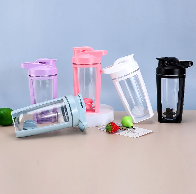 500 ml nešiojamas dvigubo sluoksnio plastikinis kokteilio puodelis su mastelio pieno kokteilio baltymų milteliais, fitneso sporto dovanų vandens puodelis_voghion.com