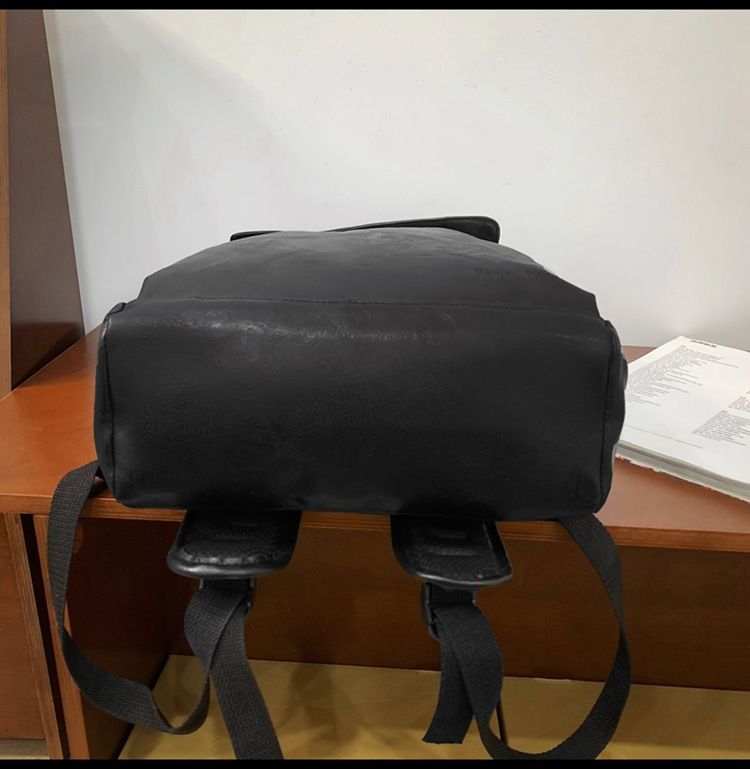 Backpack Men's Backpack Pu Solid Color Motorcycle Men's Large Backpack Travel Travel Daily Commute Large Capacity Backpack_voghion.com
