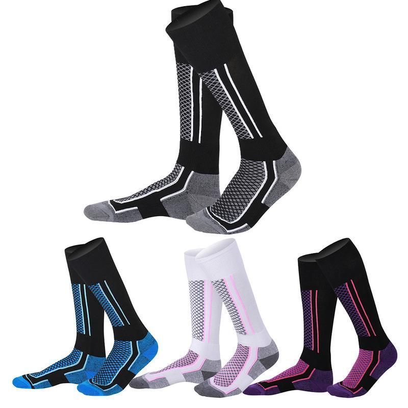 1 paire de chaussettes de randonnée de ski épaisses et chaudes d'hiver pour femmes, hommes et enfants, chaussettes de sport hautes anti-froid pour le ski en plein air_voghion.com