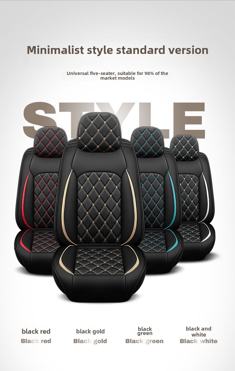 Nueva funda para asiento de coche con diseño de dibujos animados de cabeza de perro universal para las cuatro estaciones con cojín de cuero con diamantes y todo incluido de Crown_voghion.com