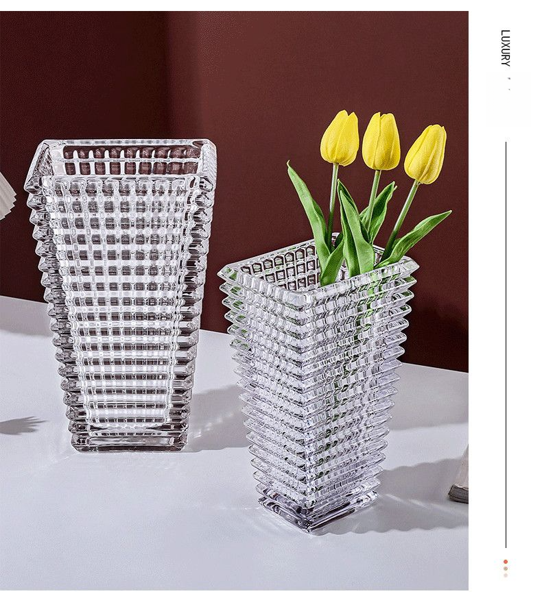 Home Transparent Crystal Glass Vase Nordic Light Luxury Ins Style Living Room Hotel Arrangement Ornament Fresh Flower_voghion.com