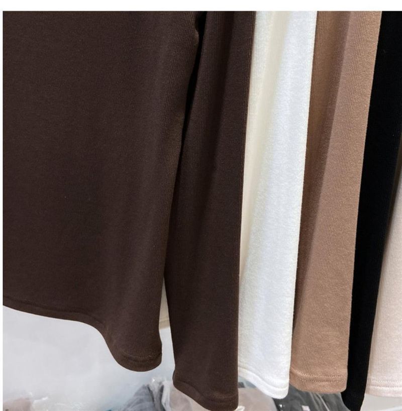 Maglia a collo alto per donna primavera e autunno 2025, tinta unita, filo interno, vestibilità slim, versione coreana_voghion.com