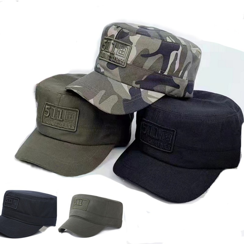 Spring and Autumn Men's Duck Tongue Twill Embroidered Letter Flat Top Sunshade Leisure Sun Hat_voghion.com